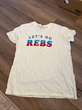 Alternative White Tee with Blue and Red 'REBS' Graphic